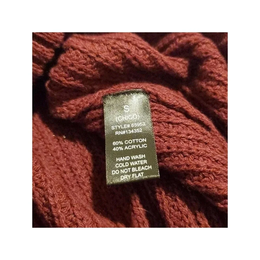 Ambiance Apparel Striped Cropped Sweater Knit Pullover Burgundy S